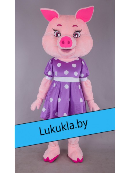Ростовая кукла "Свинка в фиолетовом платье"